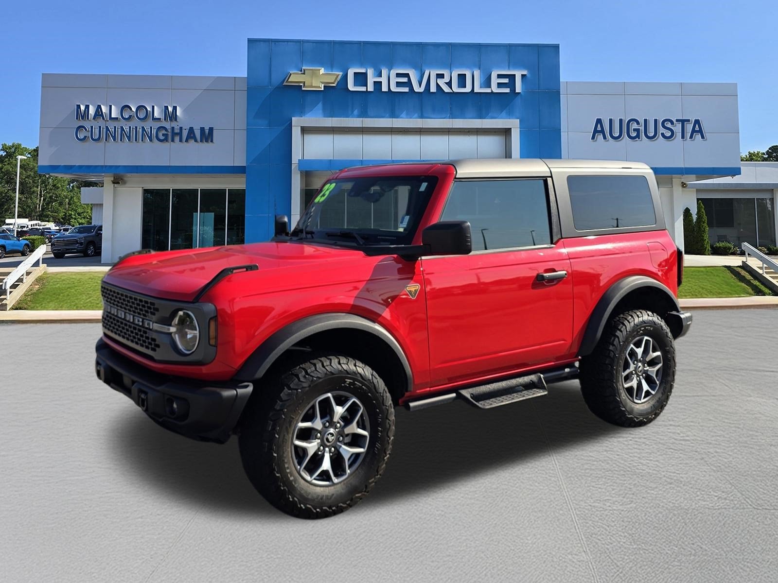 2023 Ford Bronco Badlands in Red — front three-quarter view