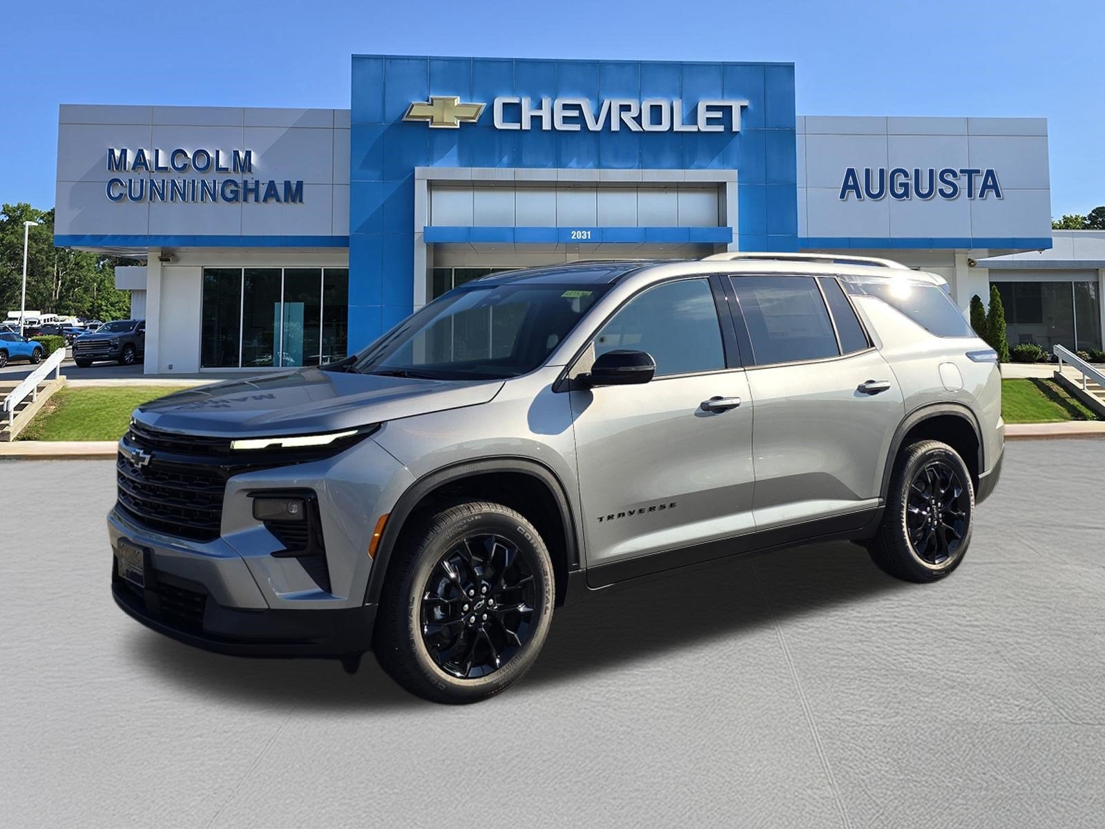 2026 Chevrolet Traverse LT in Sterling Gray Metallic — front three-quarter view