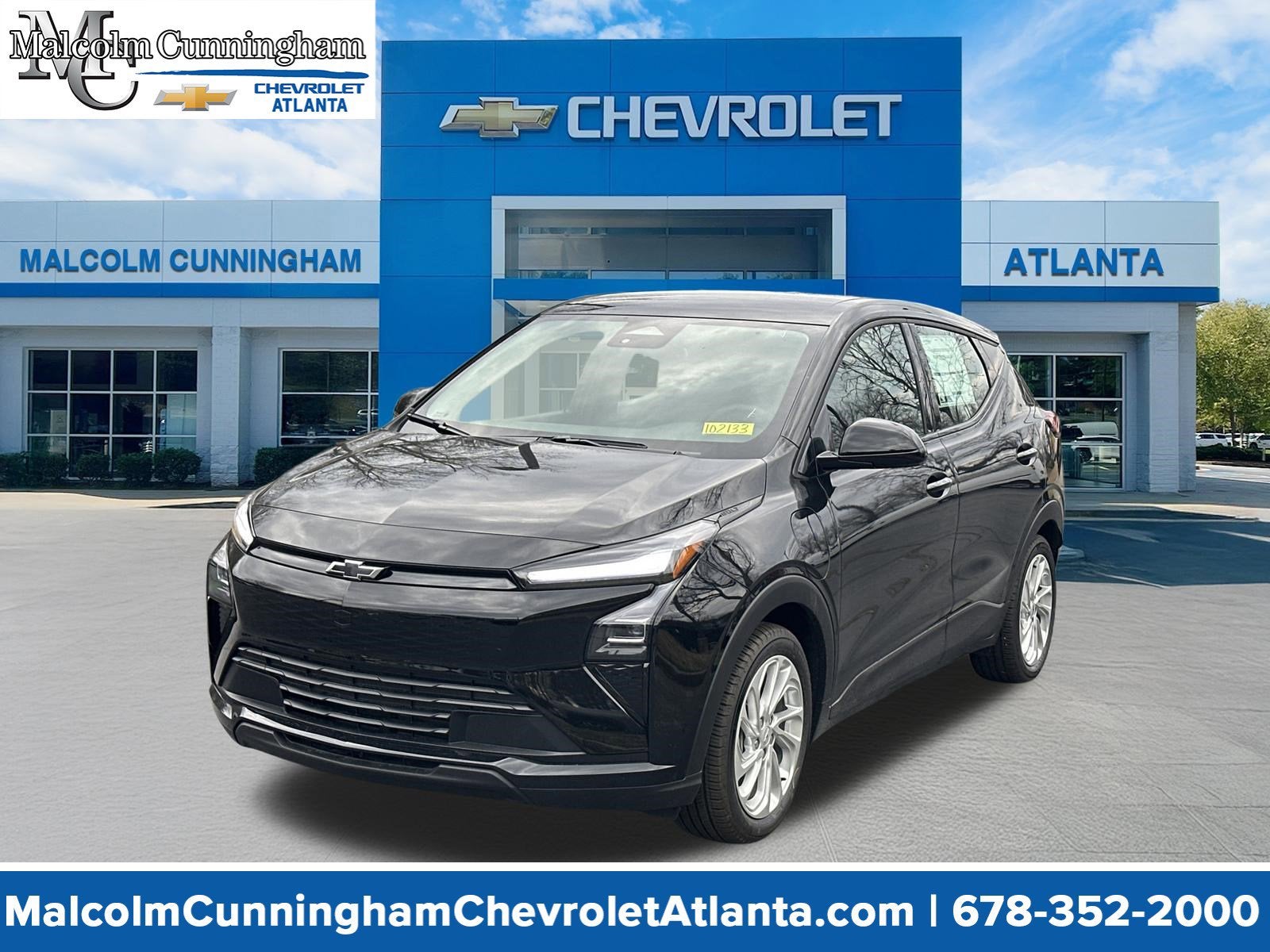 2027 Chevrolet Bolt LT in Mosaic Black Metallic — front three-quarter view