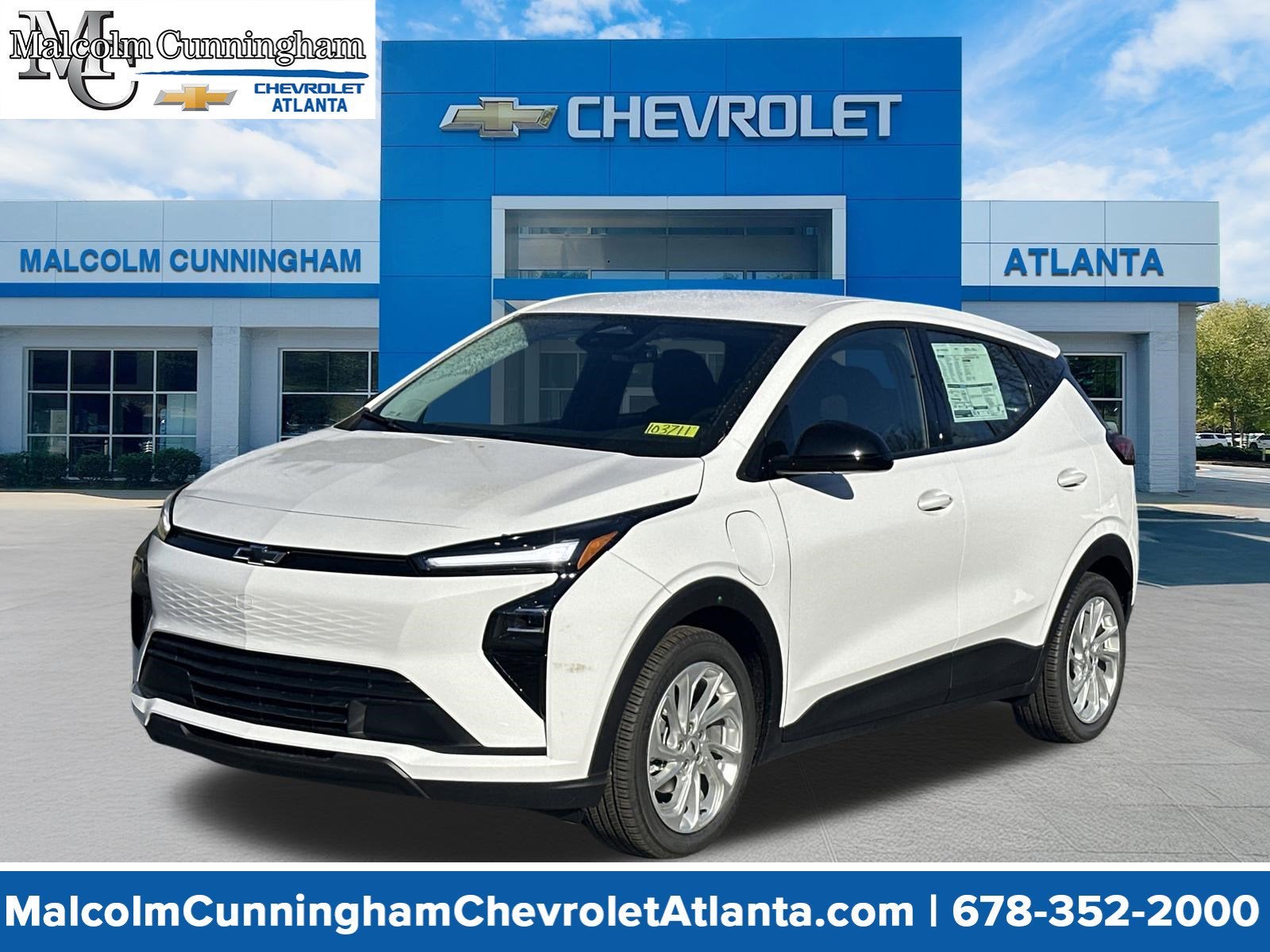 2027 Chevrolet Bolt LT in Summit White — front three-quarter view