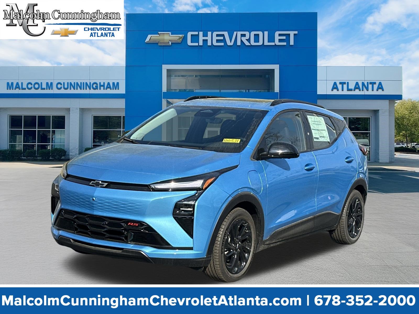 2027 Chevrolet Bolt RS in Marina Blue Metallic — front three-quarter view