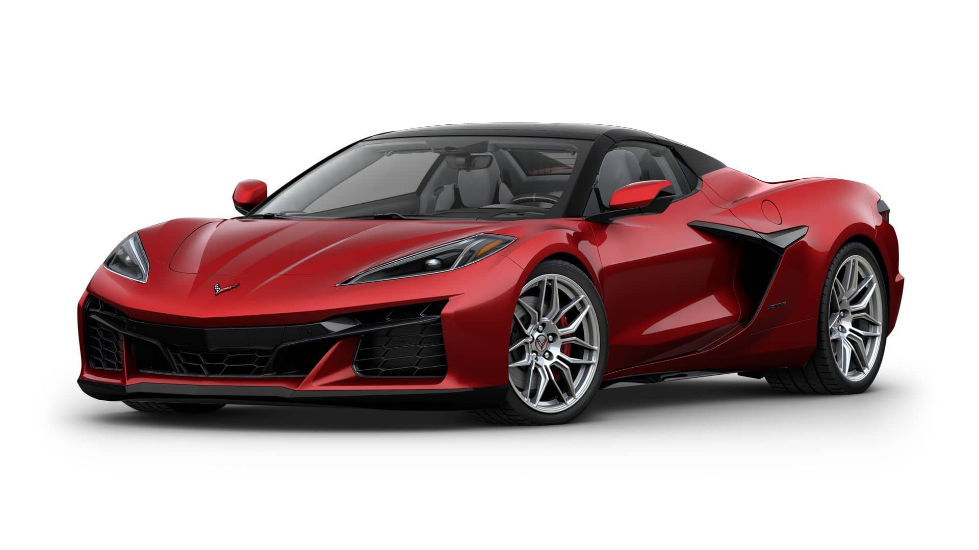 2027 Chevrolet Corvette Z06 3LZ in Red Mist Metallic Tintcoat — front three-quarter view