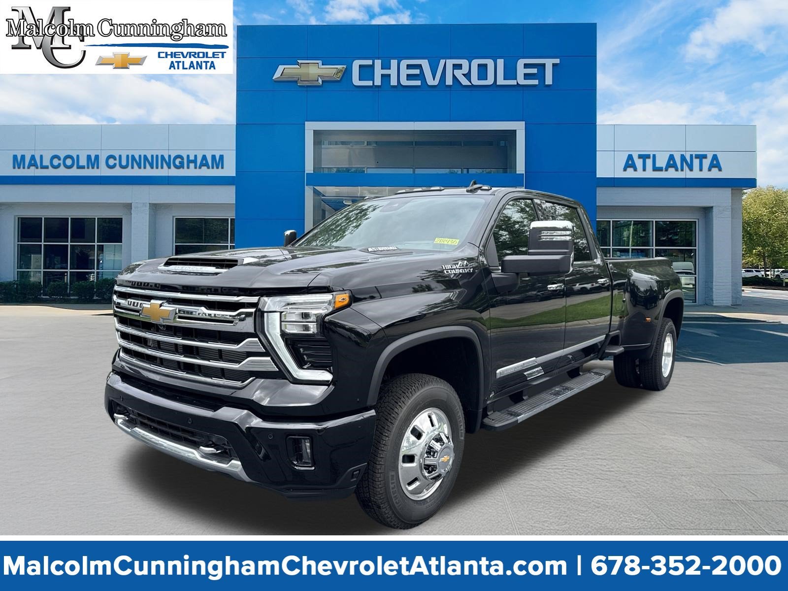 2026 Chevrolet Silverado 3500 HD High Country DRW in Black — front three-quarter view