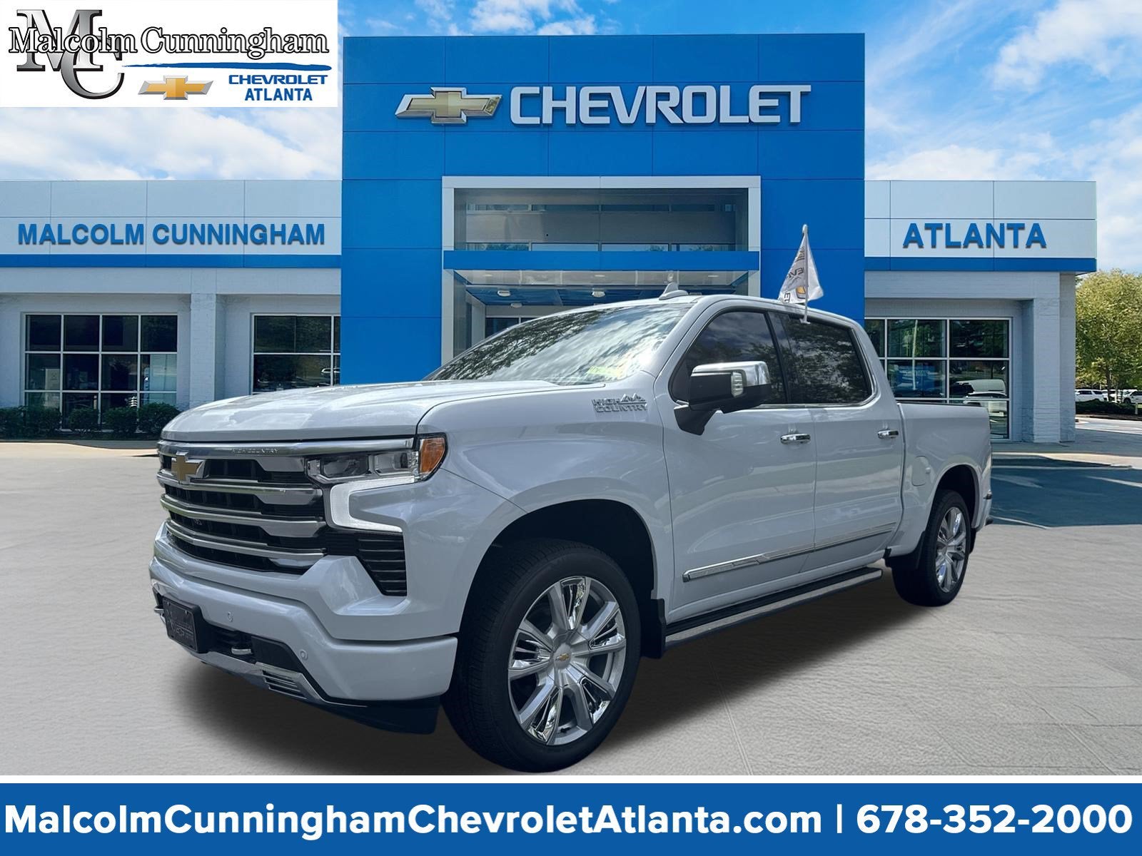2026 Chevrolet Silverado 1500 High Country in Polar White Tricoat — front three-quarter view