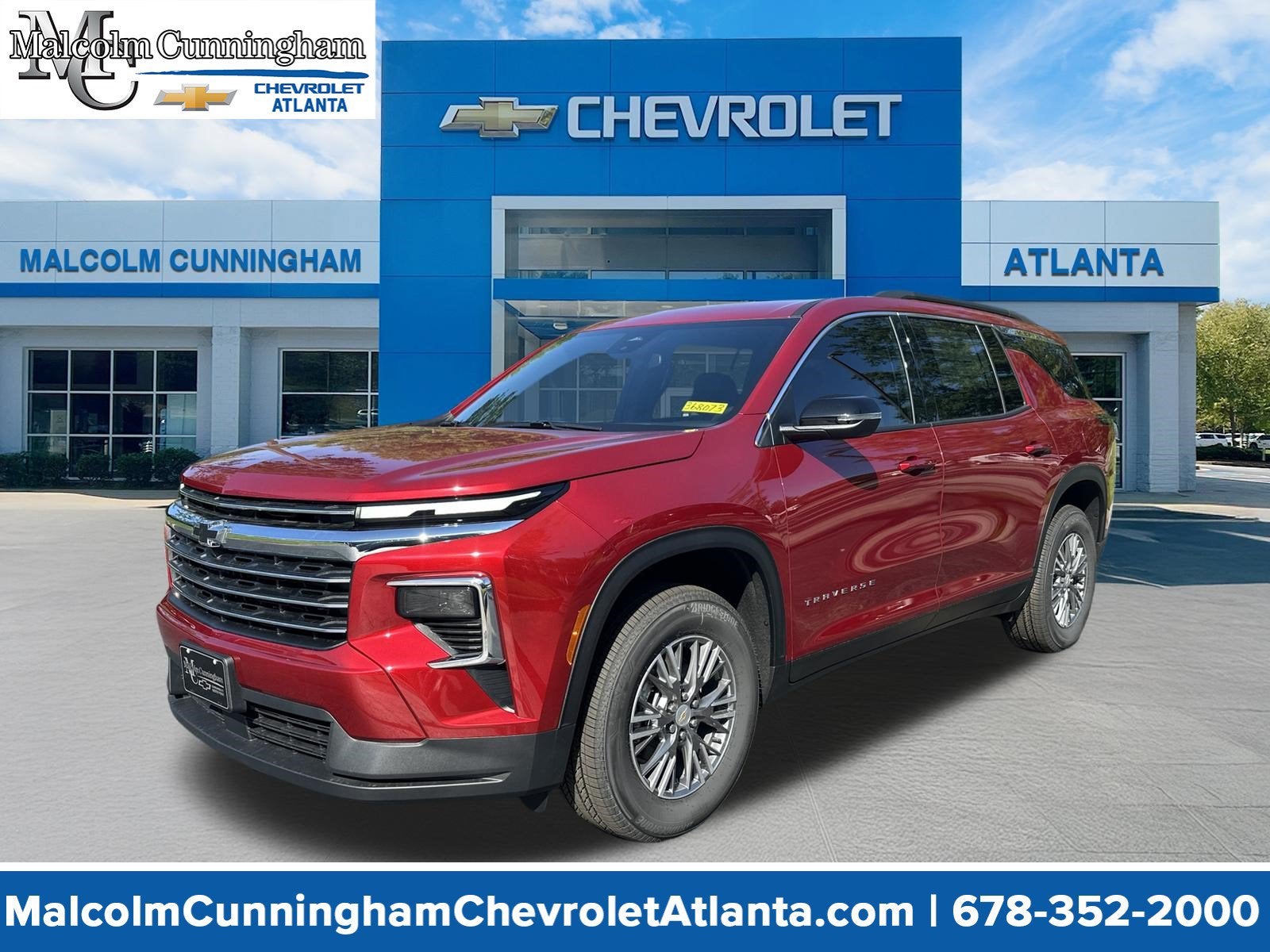 2026 Chevrolet Traverse LT in Radiant Red Tintcoat — front three-quarter view