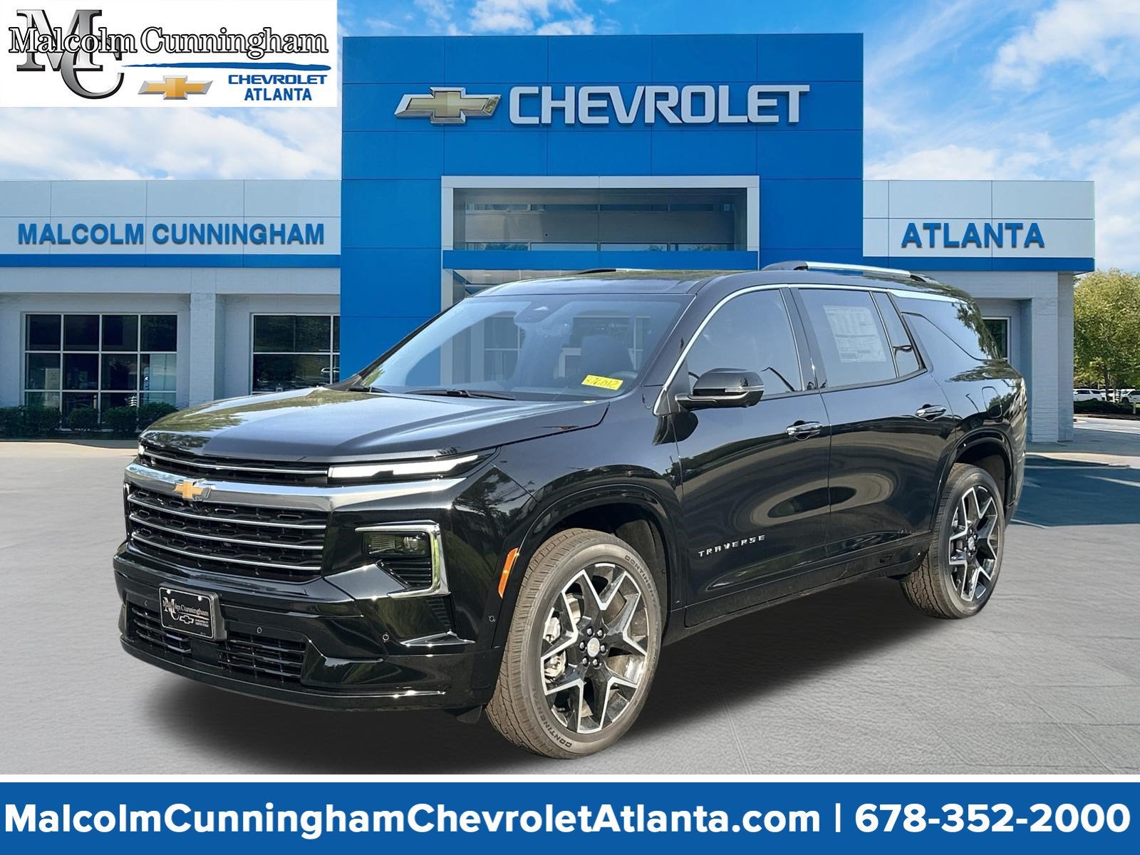 2026 Chevrolet Traverse High Country in Mosaic Black Metallic — front three-quarter view