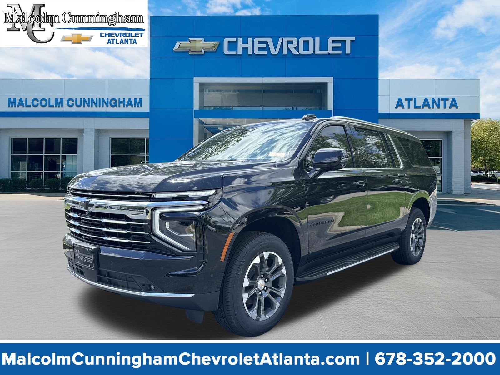 2026 Chevrolet Suburban LT in Black — front three-quarter view