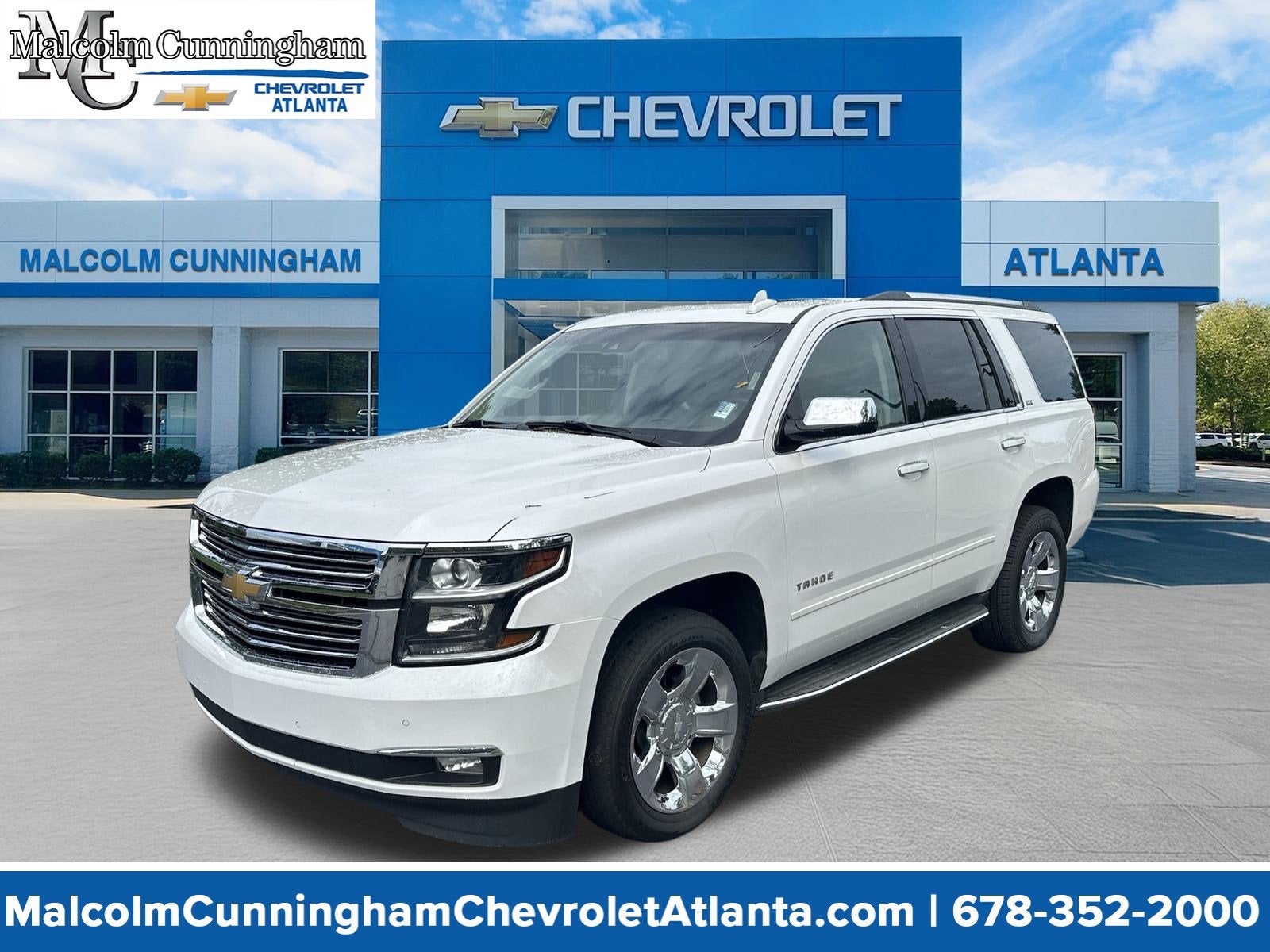 2016 Chevrolet Tahoe LTZ in Iridescent Pearl Tricoat — front three-quarter view