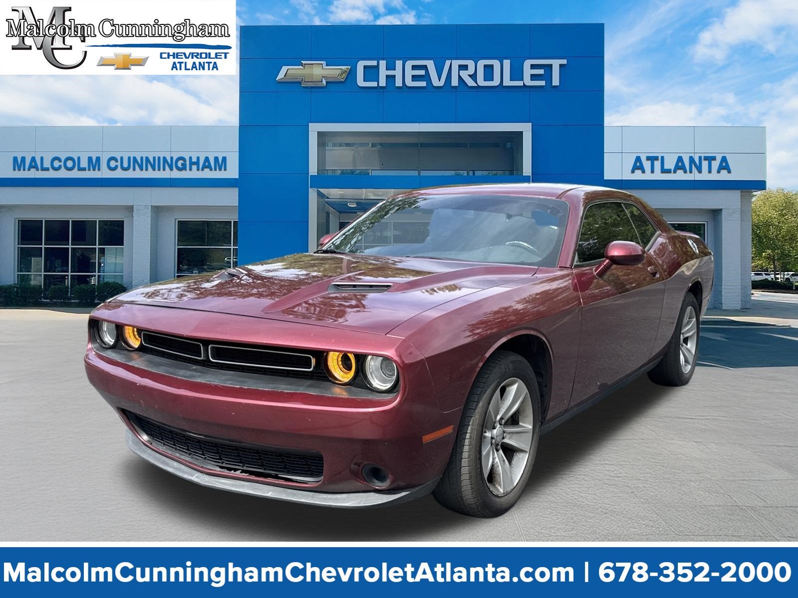 2019 Dodge Challenger SXT in Burgundy — front three-quarter view