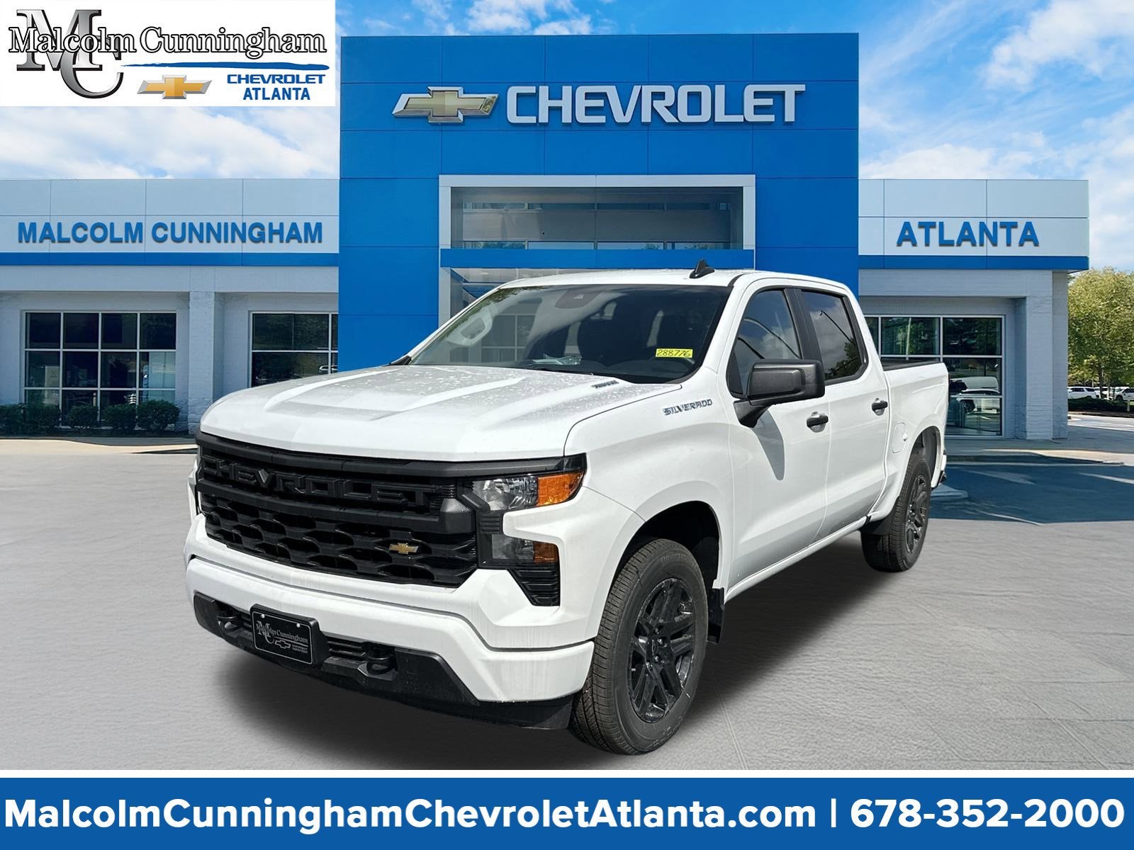 2025 Chevrolet Silverado 1500 Custom in Summit White — front three-quarter view