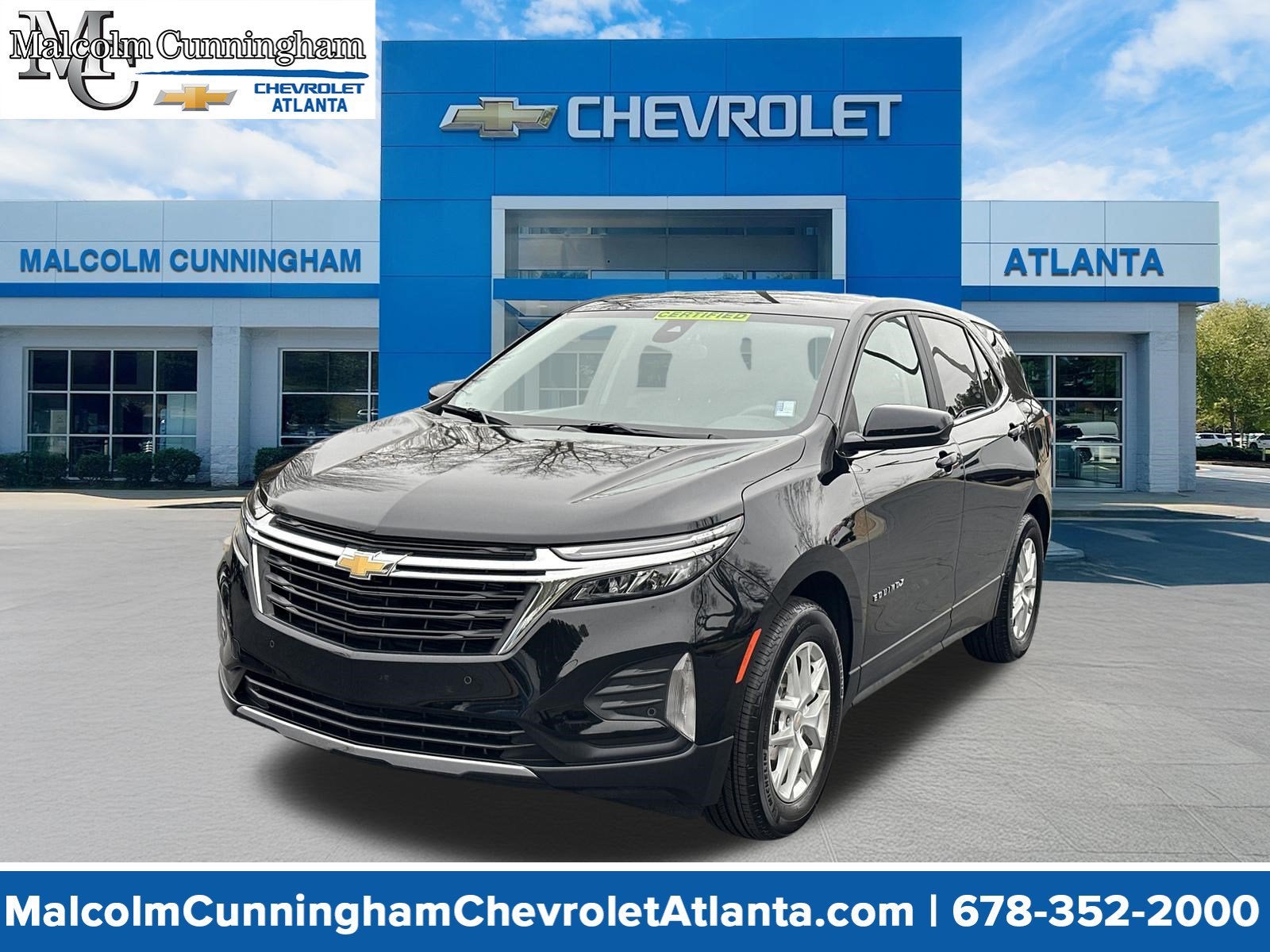 2024 Chevrolet Equinox LT in Mosaic Black Metallic — front three-quarter view